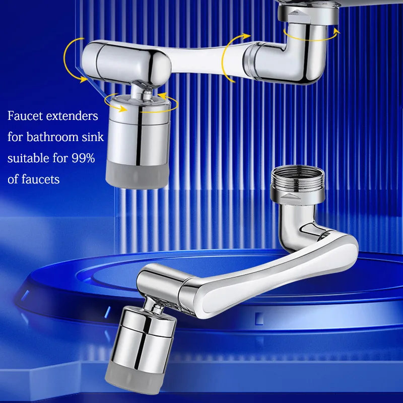 Stainless Steel Universal 1440°Swivel Robotic Arm Swivel Extension Faucet Aerator Kitchen Sink Faucet Extender 2Water Flow Mode 5