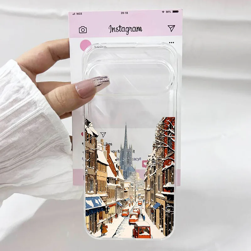 Elegant Winter Snow Landscape Clear Soft TPU Phone Case