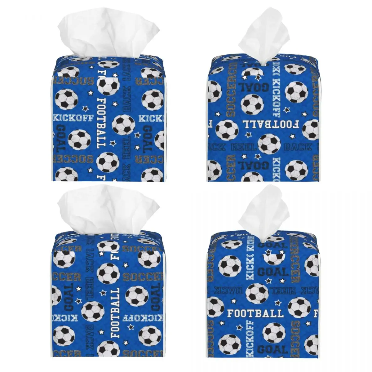 Custom Football Soccer Tissue Box Cover for Bathroom Toilet PU Leather Square Facial Tissue Box Holder 2
