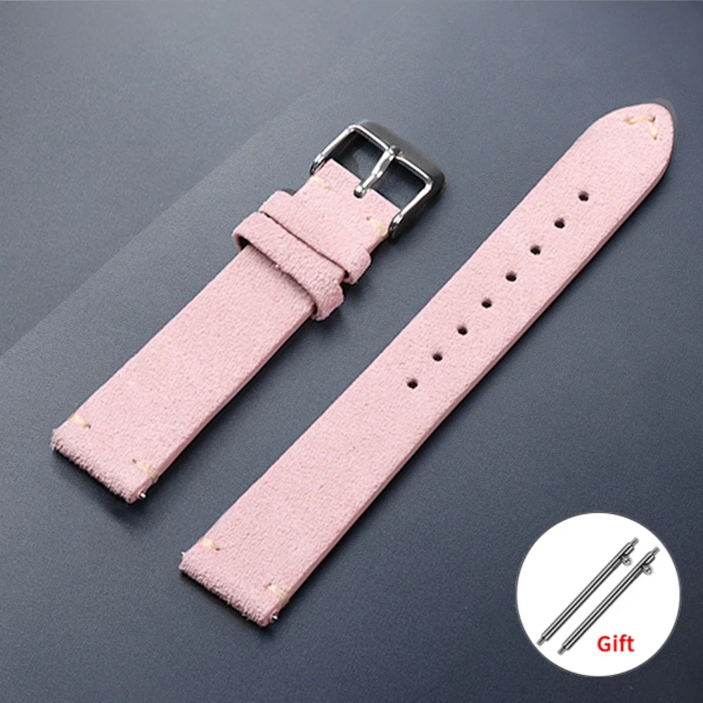 Elegant Soft Suede Watch Strap with Quick Release Wristband Adjustment