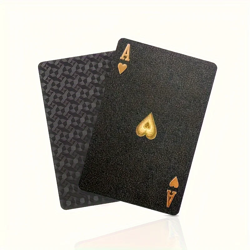 Waterproof Black & Golden Foil Playing Cards - Durable Plastic Poker Deck for Tabletop Games