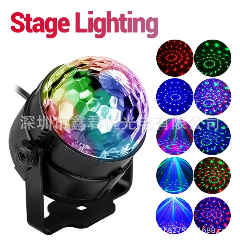 RGB Disco Ball Party Lights DJ Disco Light LED Projector Strobe Lamps Birthday Party Car Club Bar Karaoke Xmas Sound Lights 2024