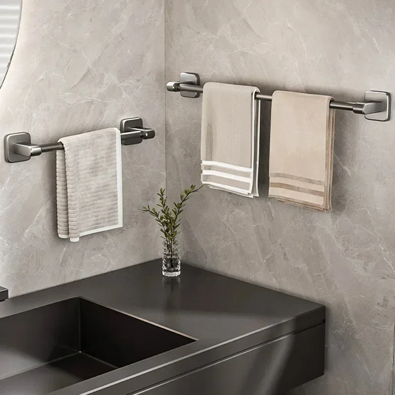 Towel Holder Space Aluminum Without Drilling Bathroom Towel Organizers Self-adhesive Bar Bathroom Shelves Hand Bar