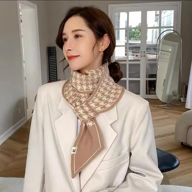 Winter Fake Collar Warmer Cross Tie Scarf For Women Ring Geometric Neckscarf Elegant Ladies Windproof Neck Protection Scarves fake collar