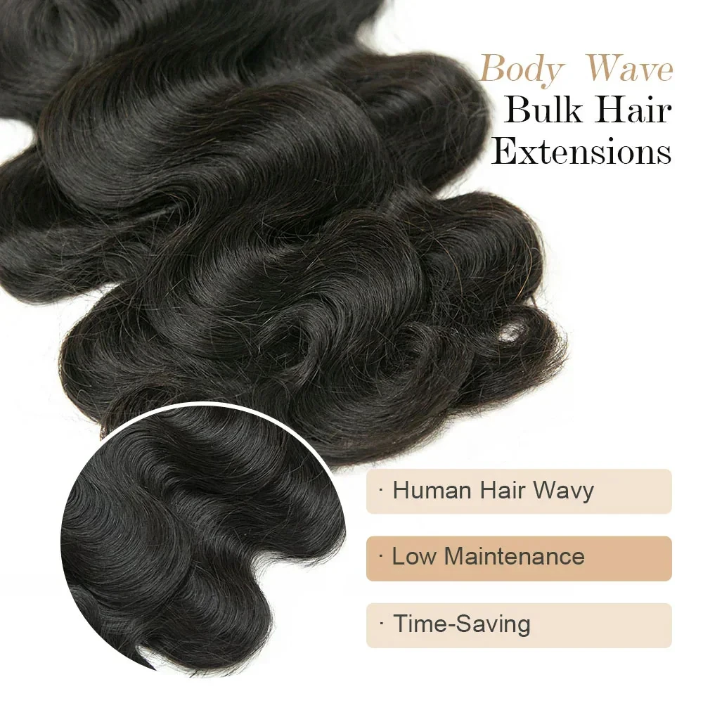 1B Body Wave Bulk Human Hair For Braiding Brazilian Braiding Hair For Boho Braids No Weft Hair Bulk 100% Human Hair Extensions