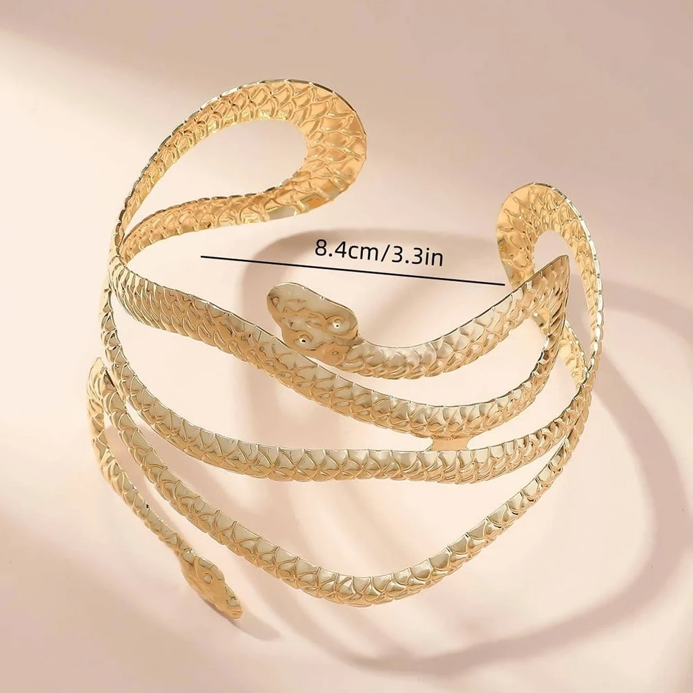 Snake Upper Arm Cuff Bangle Bracelet for Women Teens Adjustable Open Cuff Costume Jewelry