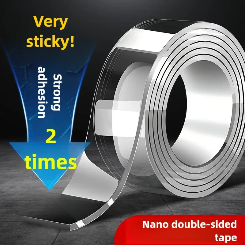 Enhanced Adhesive Washable Nano Tape - Transparent Double-sided Acrylic Strip