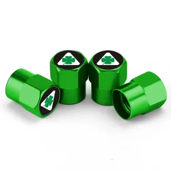 Clover Wheel Tire Valve Caps - Stylish and Durable Automotive Accessory (Green)