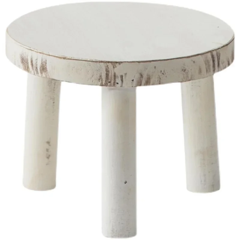 Simple Ground Flowers Wooden Tray Round Solid Wood Plant Stand Indoor Large Planter Holder Mobile Flowerpot Stand