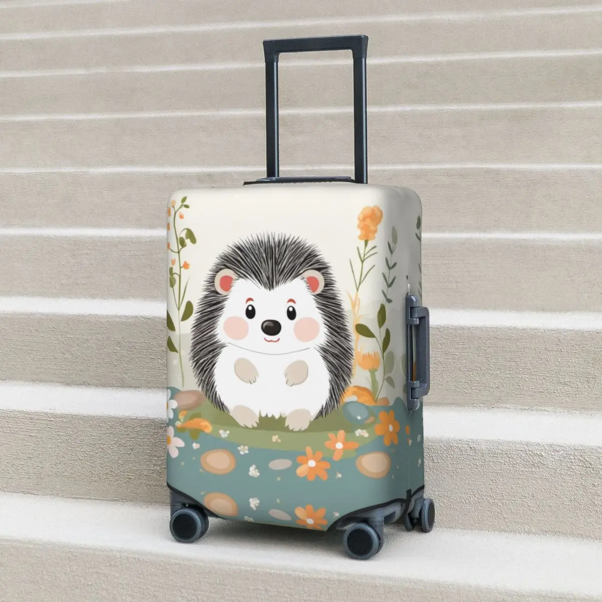 Kawaii Cartoon Pineapple Hedgehog Suitcase Cover Animals Cruise Trip Holiday Fun Luggage Accesories Protection