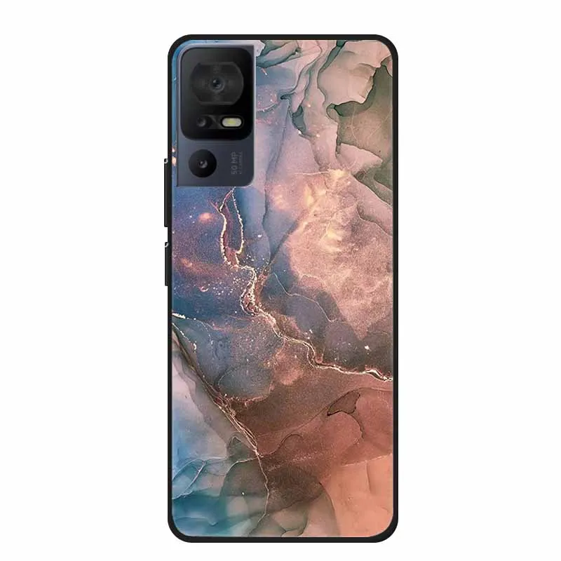Luxury Silicone Protective Soft Phone Case with Marble Art Design in Vibrant Colors