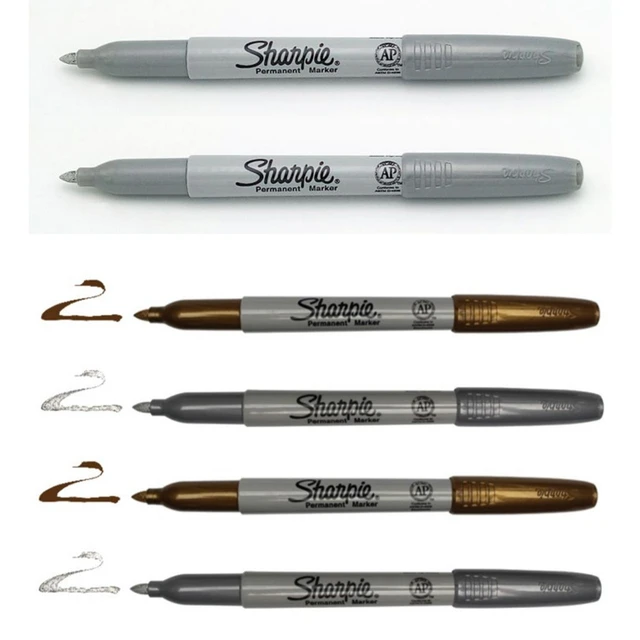 Sharpie 39100 Paint Markers 1MM Oil Permanent Marker Copper Silver Gold Pen  Paint Pen for Black Gift Card Metal, Plastic, Glass