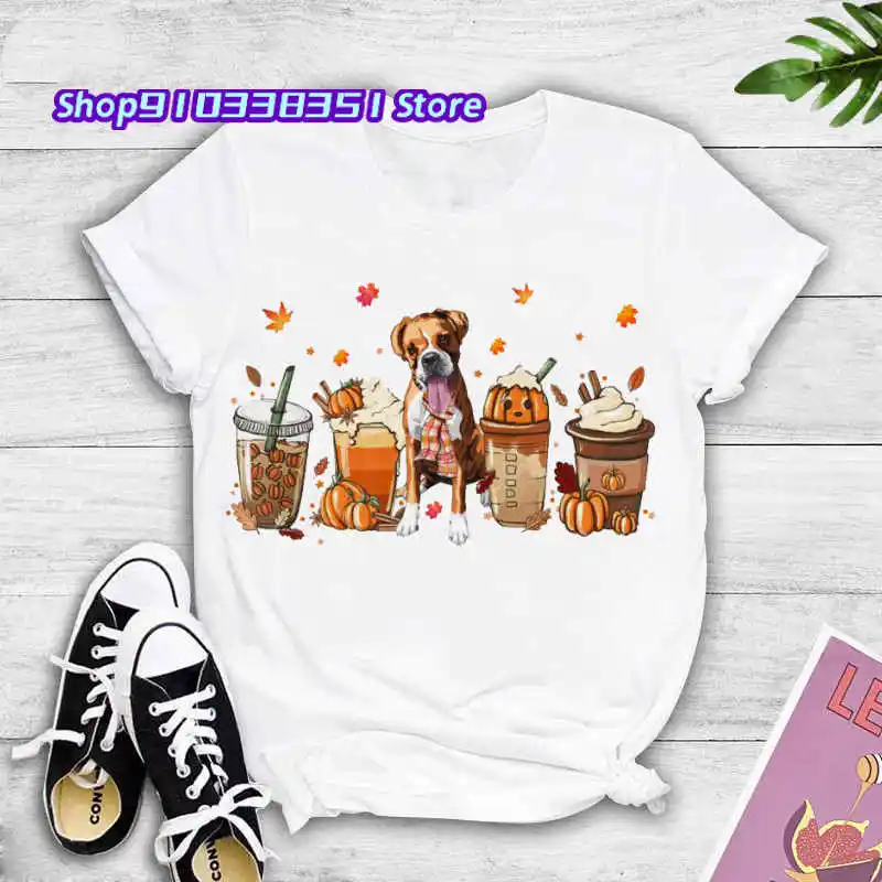 

Женская футболка с коротким рукавом, с рисунком тыквы, кофе, специй