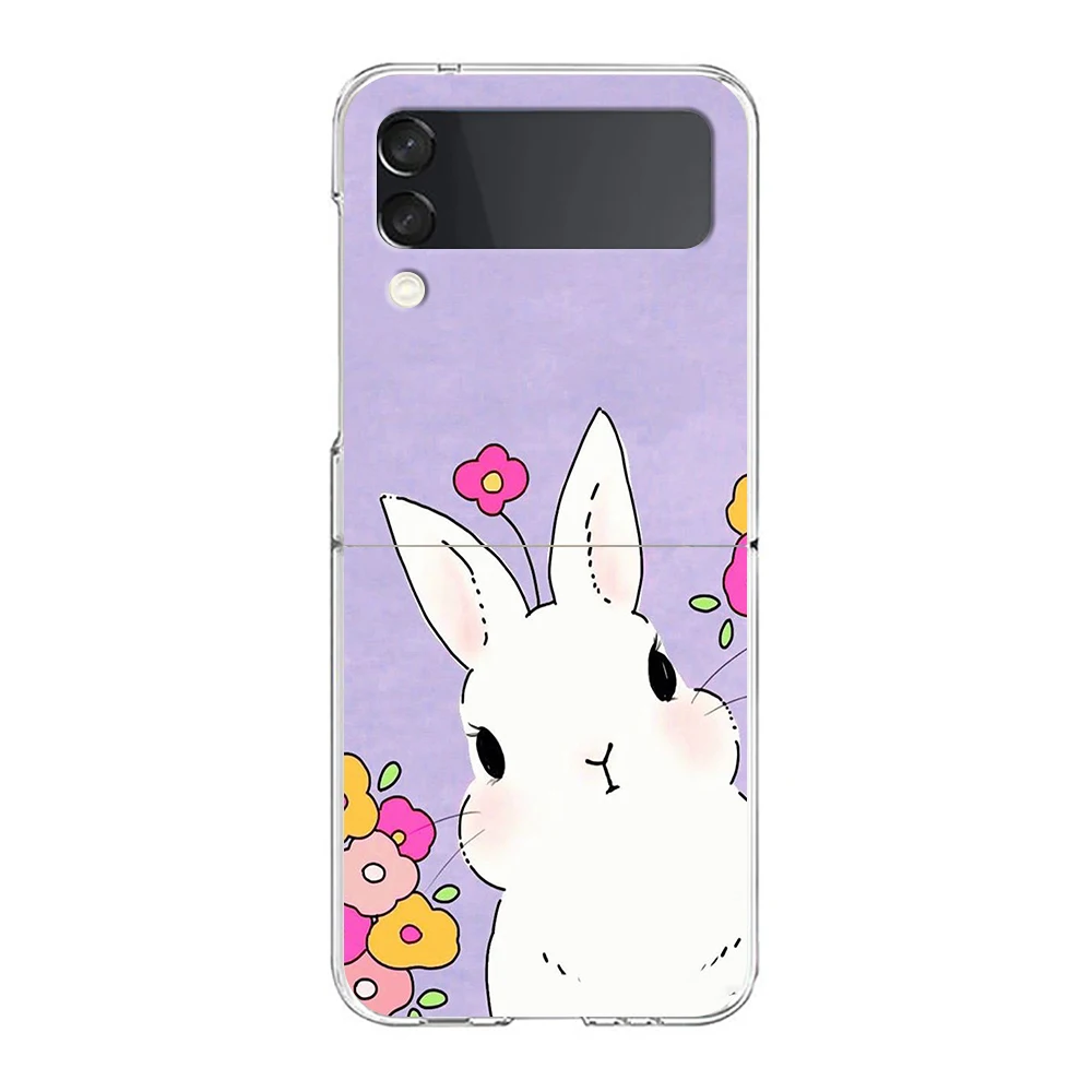Cute Colorful Rabbit Hard Folding Clear Phone Case