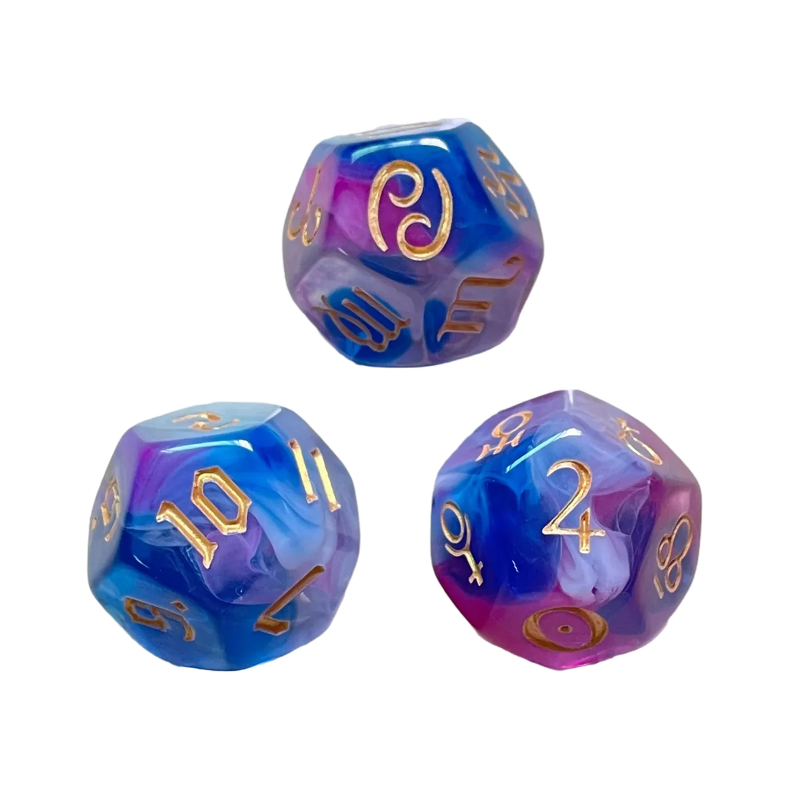 3PCS 12 Sided Astrology Signs Dice Magic Dice Witch Constellation Divination Toy Tarot Horoscope Astrology with Bag game dice dice set