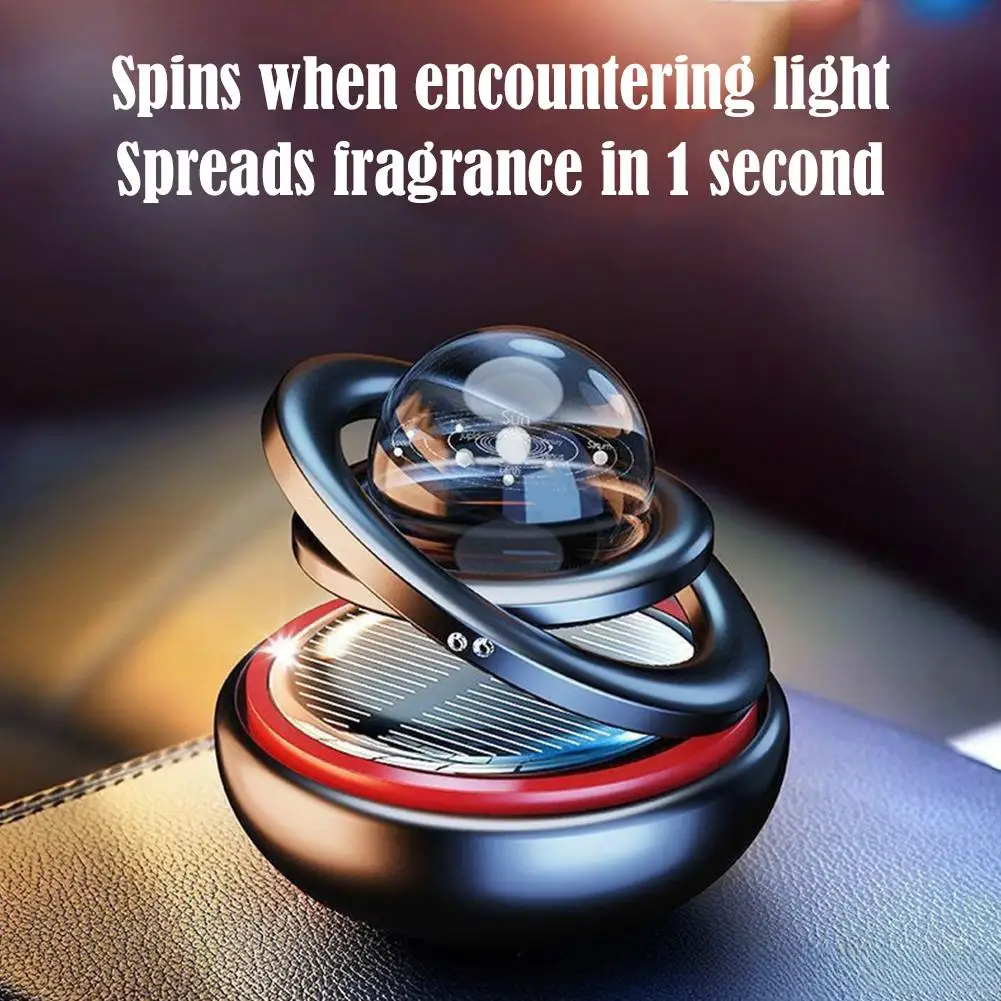 Solar Car Air Freshener Automatic Rotation Dashboard Fragrance Diffuser
