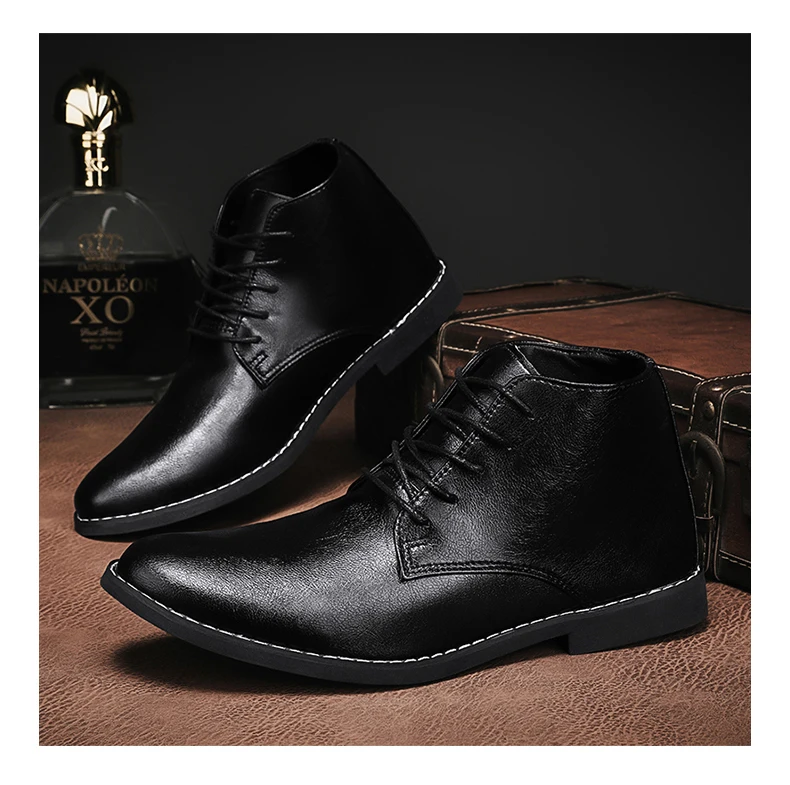 2023 New High-top Men's Casual Leather Shoes Classic White Business Men's Derby Shoes Fashion Pointed toe Dress Shoes Men Oxford