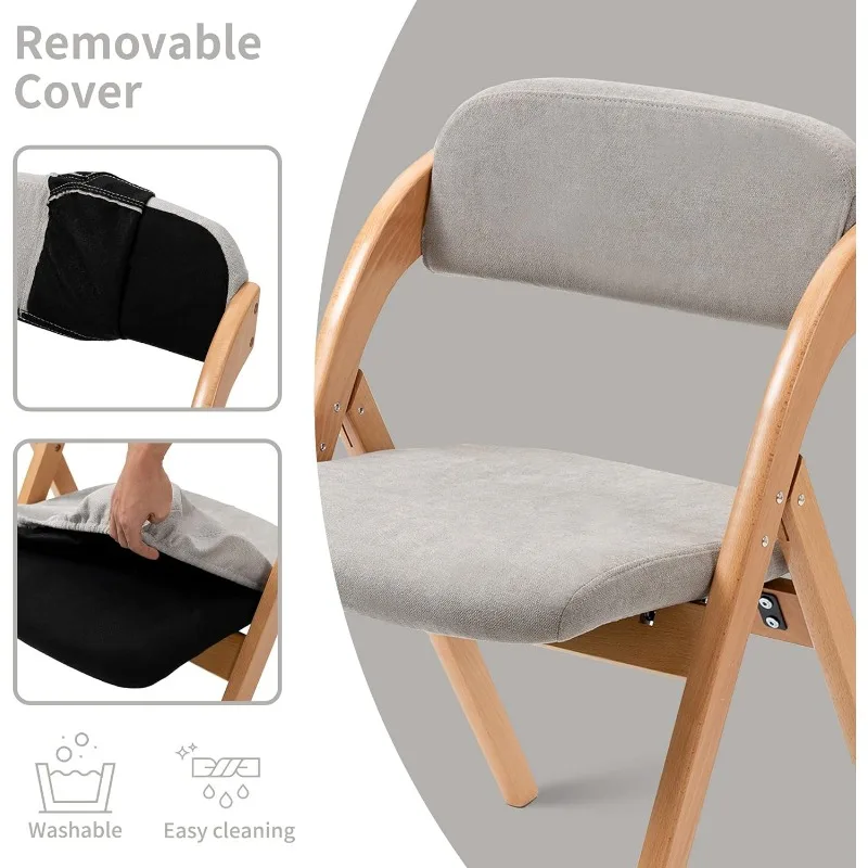 Cushion Padded Folding Chiars 4 Pack-Wooden Folding Dining Chairs