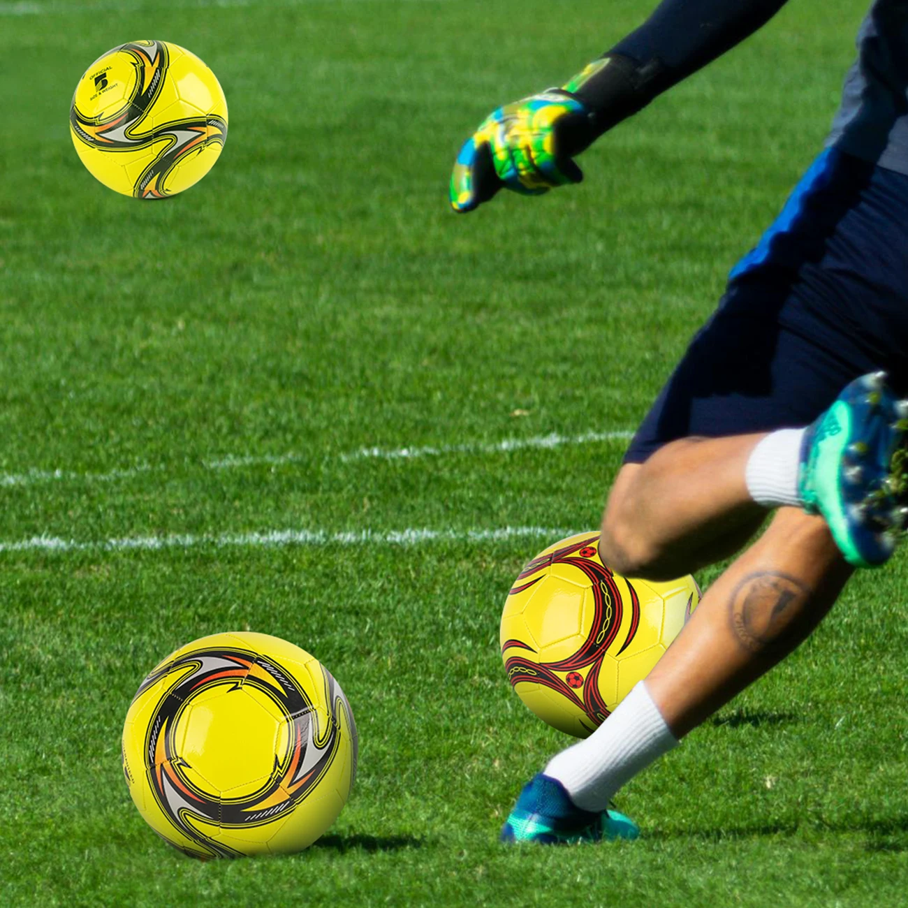 1PC A Size 3,4,5 Cyclone Football, Soft Inflatable Yellow Soccer Ball, Suitable for Training and Match Play view 4