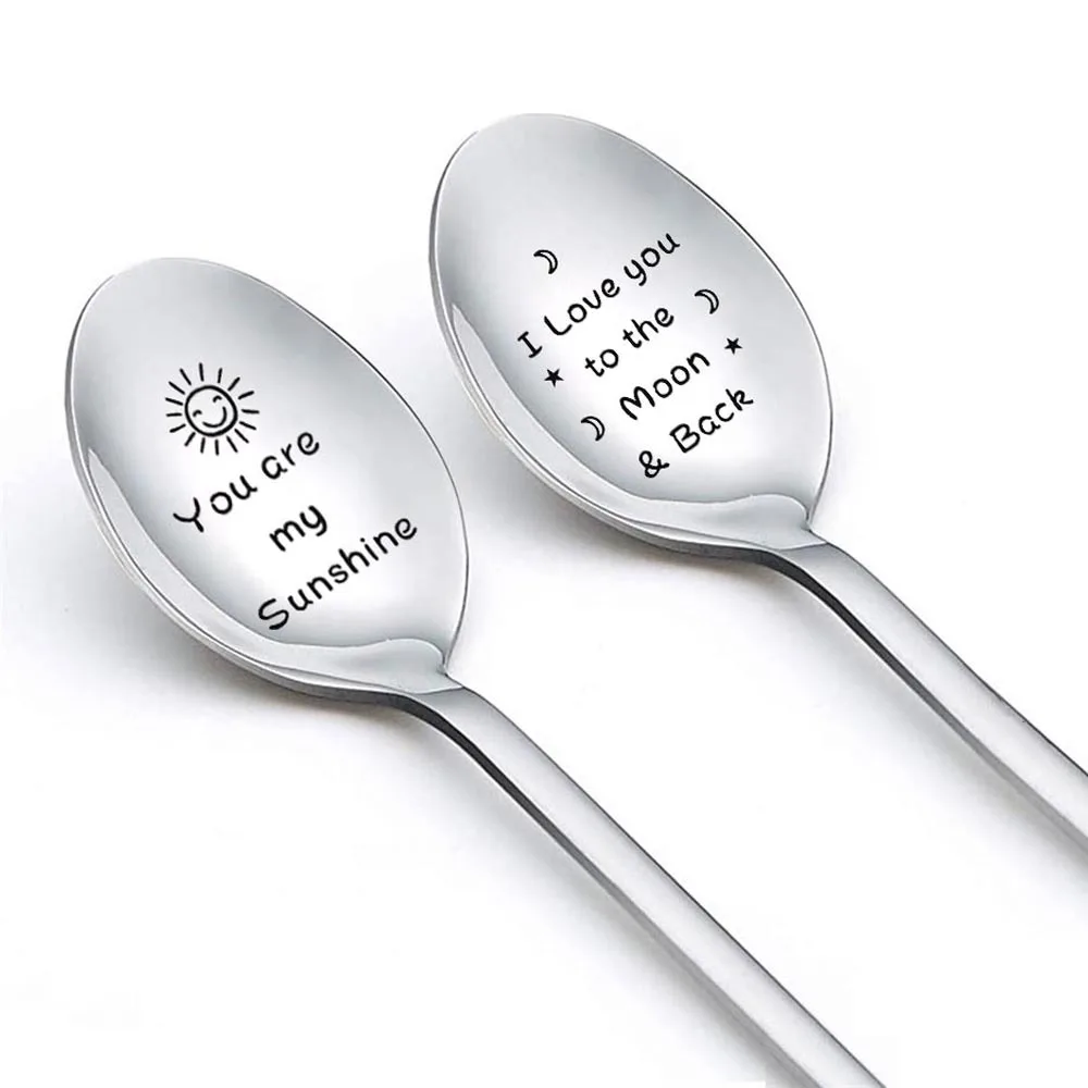 

Ice Cream Spoon Stainless Steel Spoon Engraved you are my sunshine moon Gift Ideas For Couple Valentine's Day Gifts Diy Custom