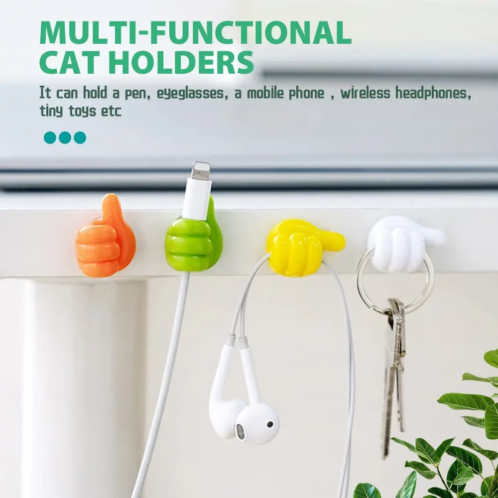 Silicone Thumb Wall Hook Cable Management Wire Organizer Wall Hooks Hanger Storage Holder for Kitchen Bathroom 5/10/20Pcs