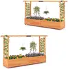 Raised Garden Bed with Trellis, 2 Pack Freestanding Wood Planter Box w/Hanging Roof & 8 Drainage Holes for Vine Climbing 1