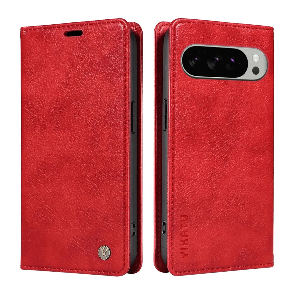Premium Magnetic Leather Wallet Flip Case | Ultra Slim Shockproof with Litchi Texture
