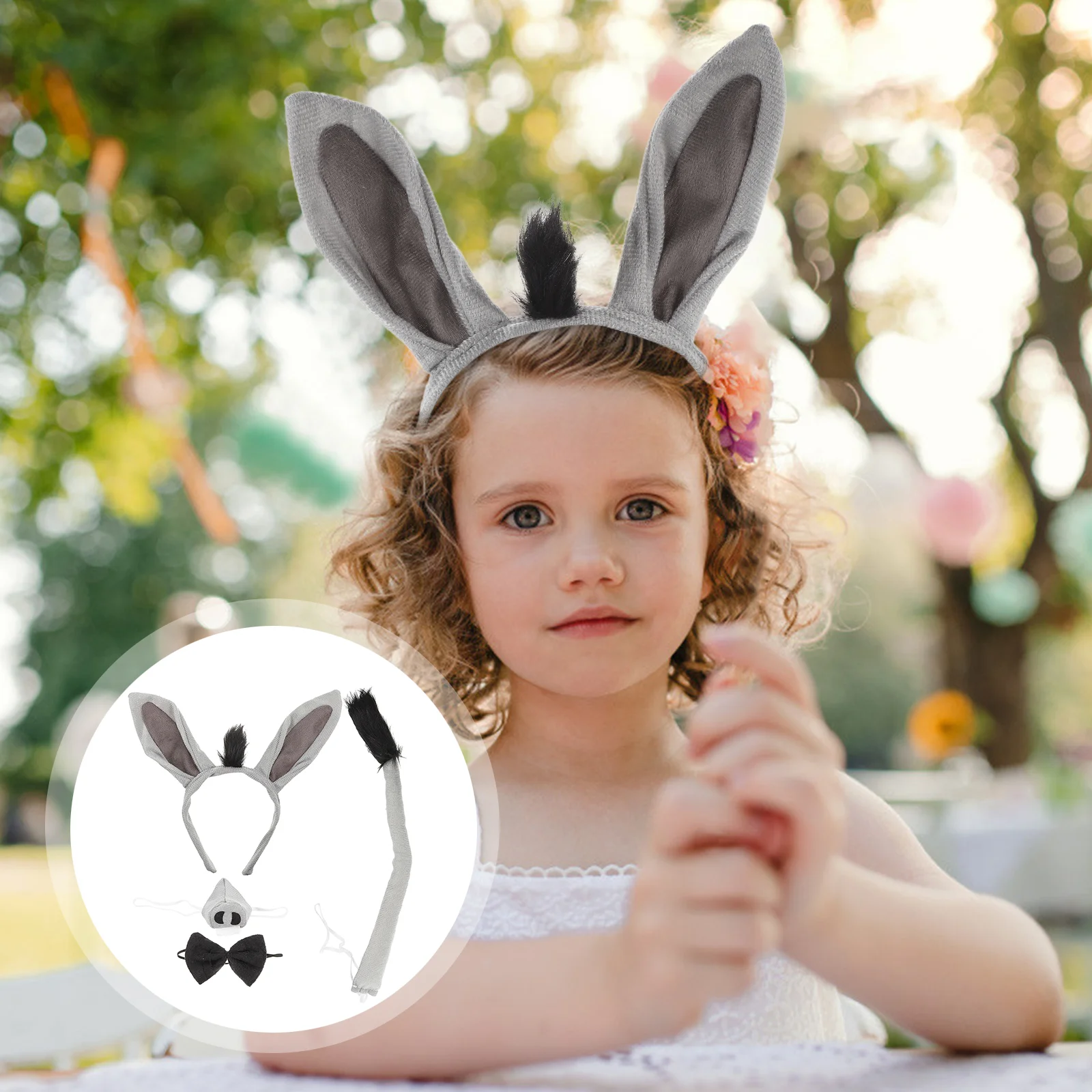

Beaupretty Donkey Headband Bowtie Tail Nose Costume Kit Halloween Cartoon Animal Cosplay Props Party Set