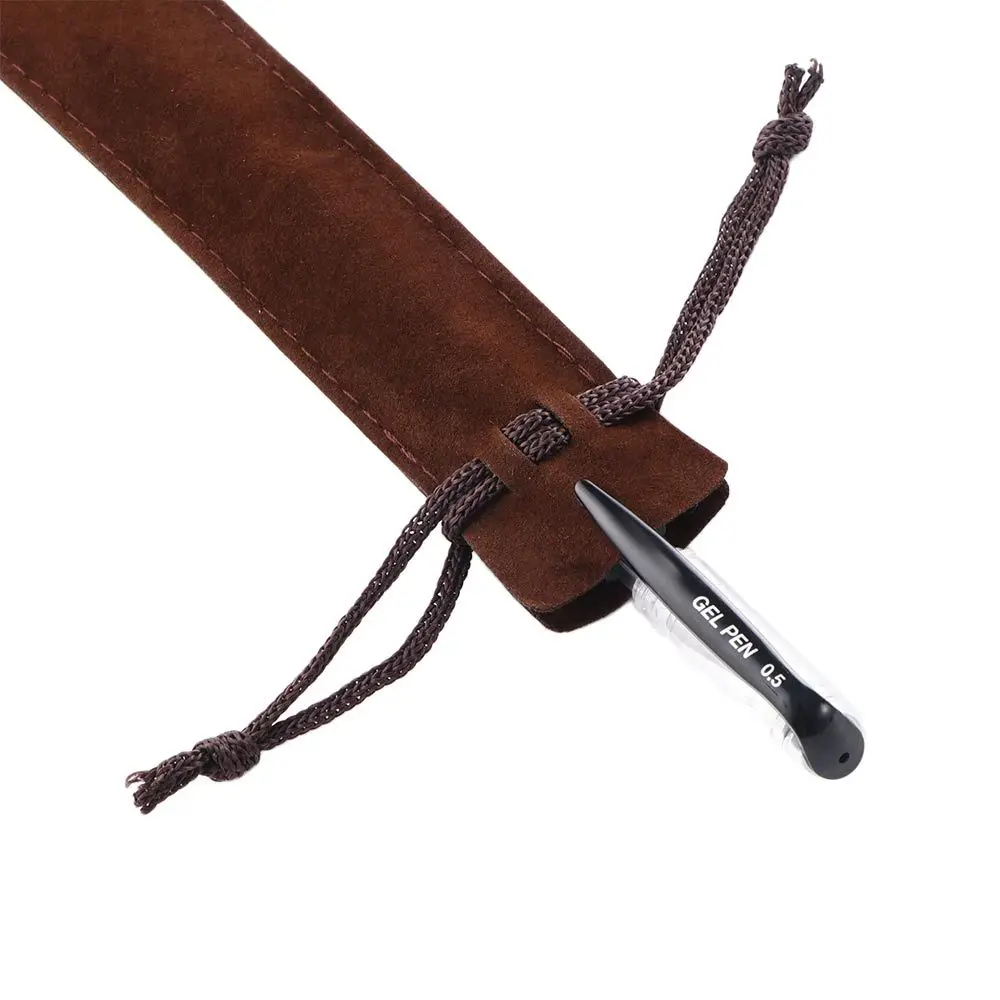 블랙 5색 펜 슬리브 홀더 만년필 드로스트링 펜 파우치 연필 가방 벨벳 펜 파우치 싱글 펜슬 가방 펜 가방 케이스