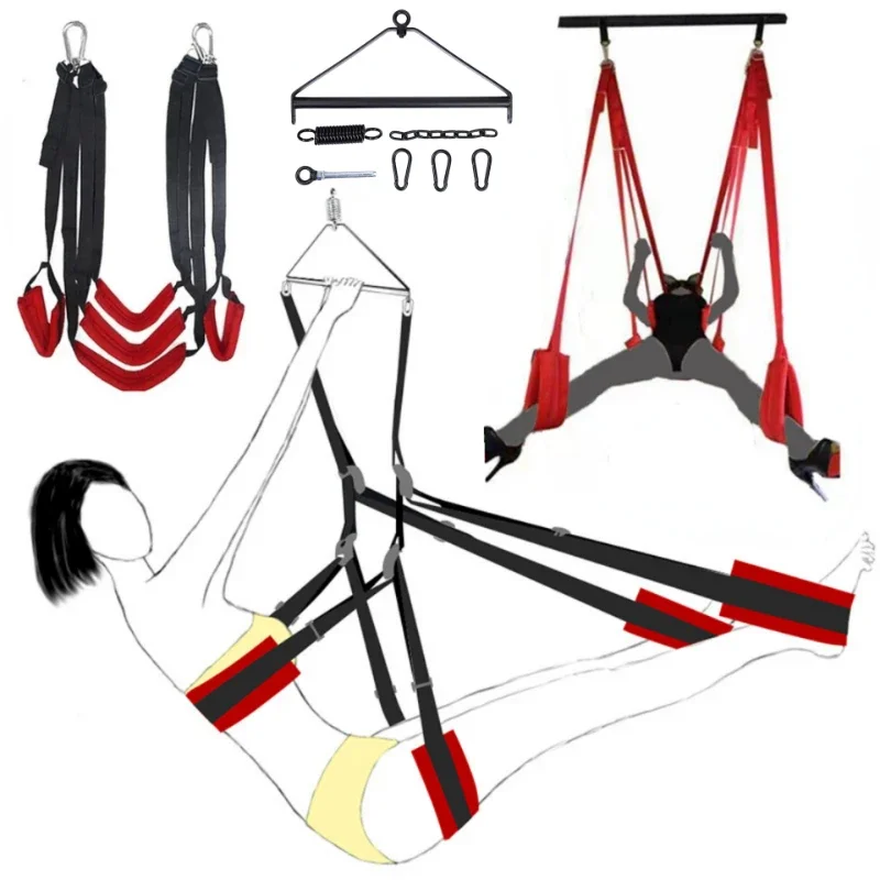 Adult BDSM Bondage Suspended Hanging Door Swing Sex Toys for Couple Flirting Leg Restraint Sling Swing Love Erotic Products