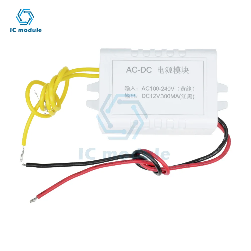 Convertitore Step-Down Del Modulo Di Alimentazione Del Trasformatore Ac 110-220V A Dc 12V 300Ma Ac-Dc Con Guscio Bianco