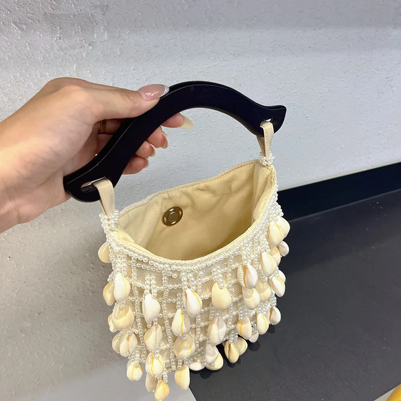 New Retro Beaded Bag Fashion Irregular Pearl Design Cloud shell bead Banquet Party Handbag High Quality Texture Women's Bag