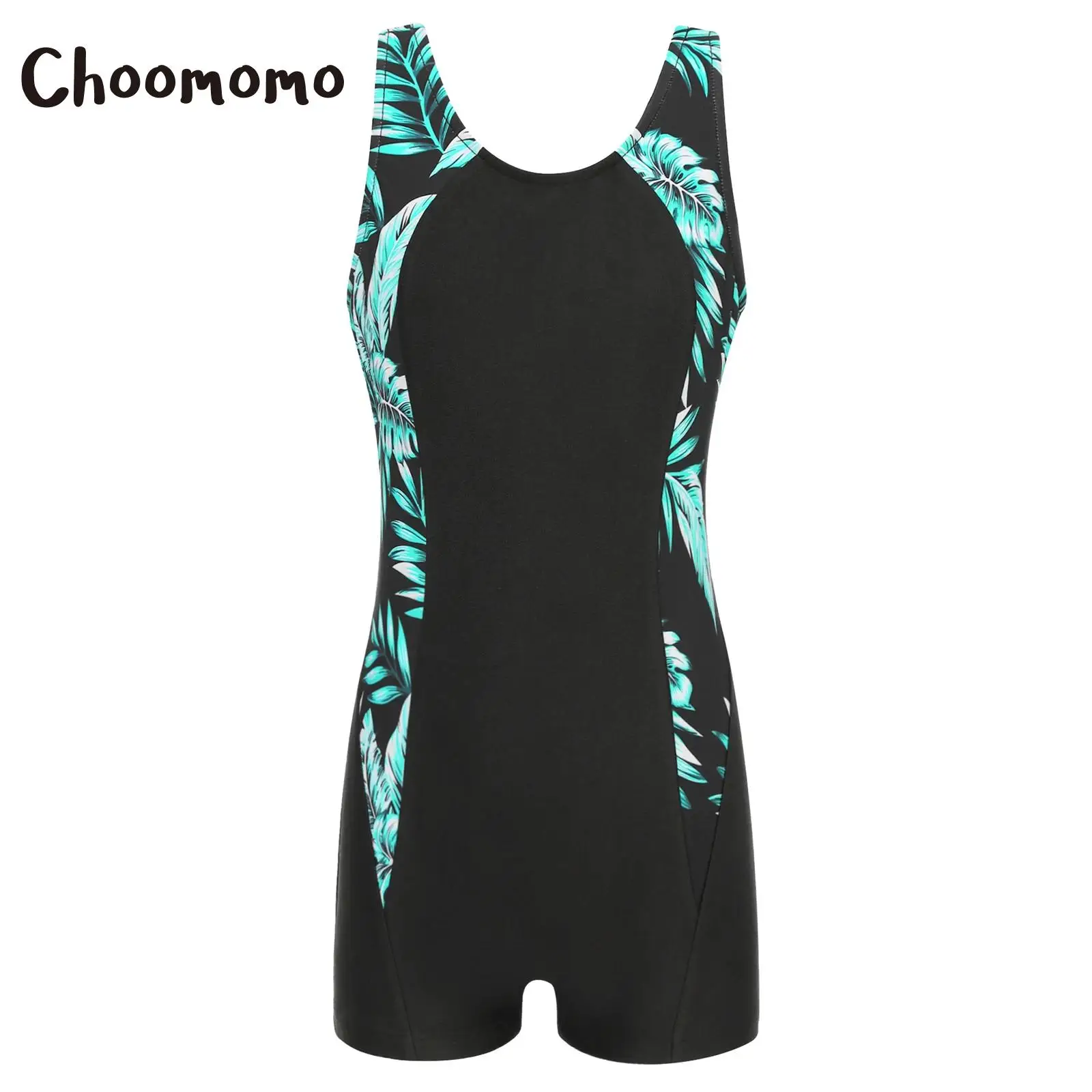 

Kids Girls Athletic One Piece Swimsuits Sleeveless Splice Racer Back Swminwear Boyleg Beach Sport Competitive Bathing Suits