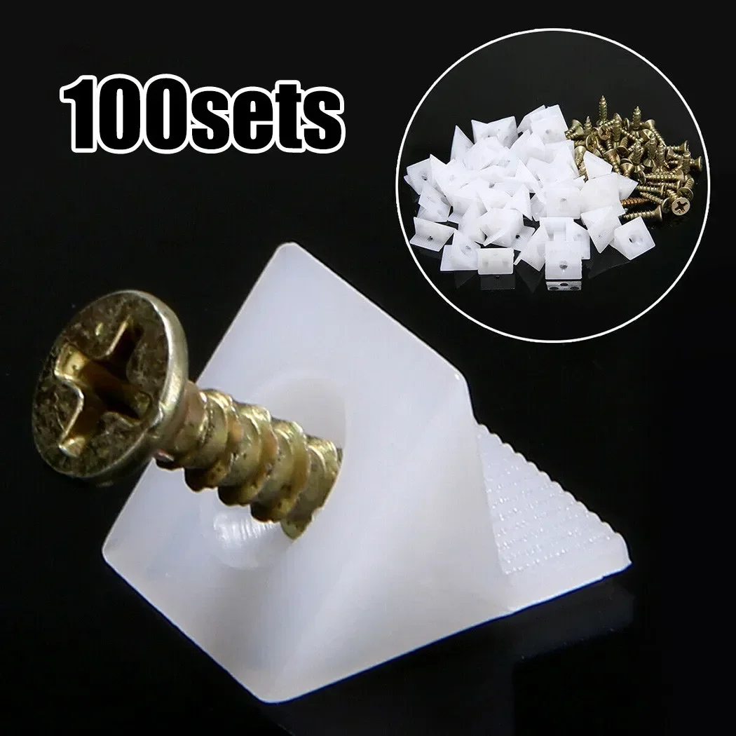 Home Furniture Repair Wedges Corner Bracket Chest Drawer Bottom Sagging Repairing Kit Fix Mend Mending Hardware 100 Set
