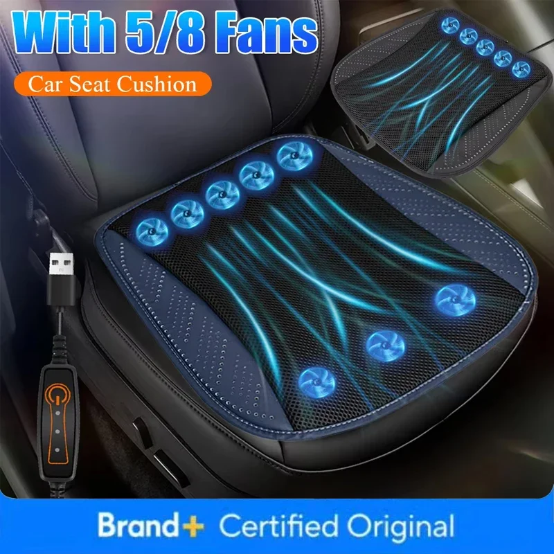 Universal Car Seat Cushion with Fan Summer Cool Air Seat Mat Fast Blowing Ventilation Cooling Pad Car Interior Car Seat Cushion