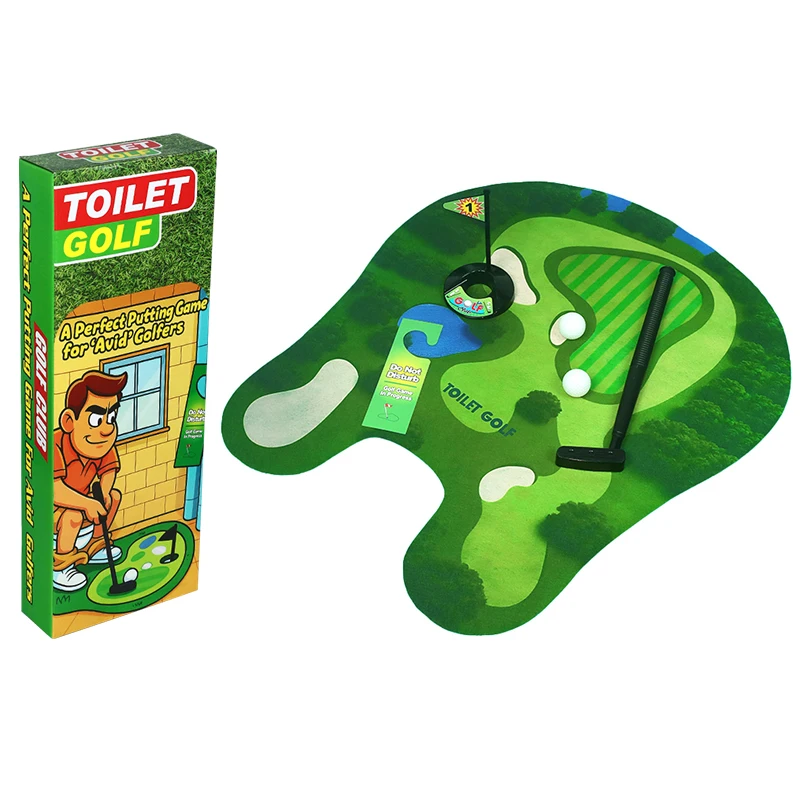 Vaso sanitário jogo de golfe mini conjunto de golfe verde & campo de golfe design banheiro divertido portátil golfe design brincalhão construção durável