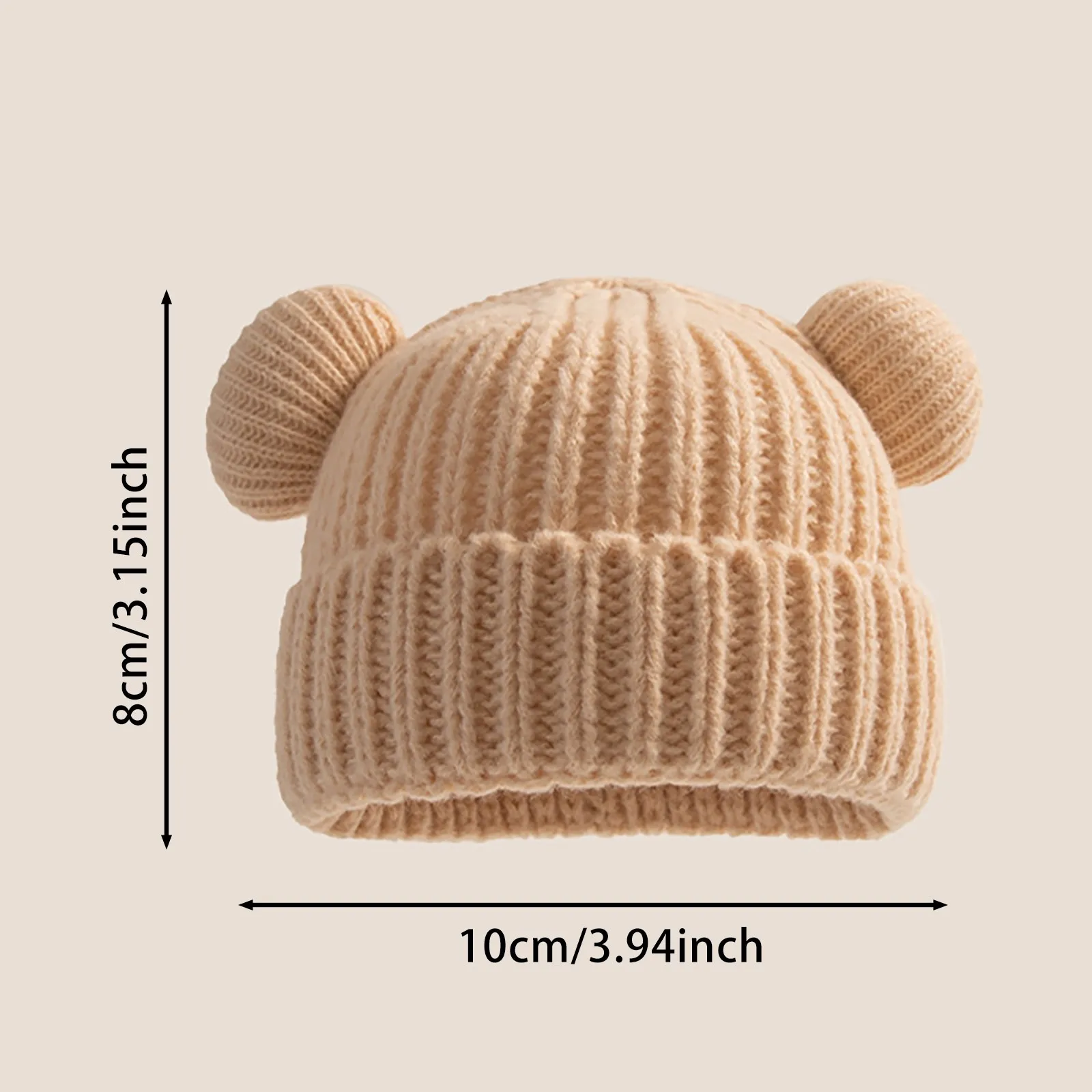 Autumn Winter Bear Ear Ribbed Knitting Hats For Baby Boys Girls Solid Color Cartoon Caps Children Keep Warm Elastics Turban Hats