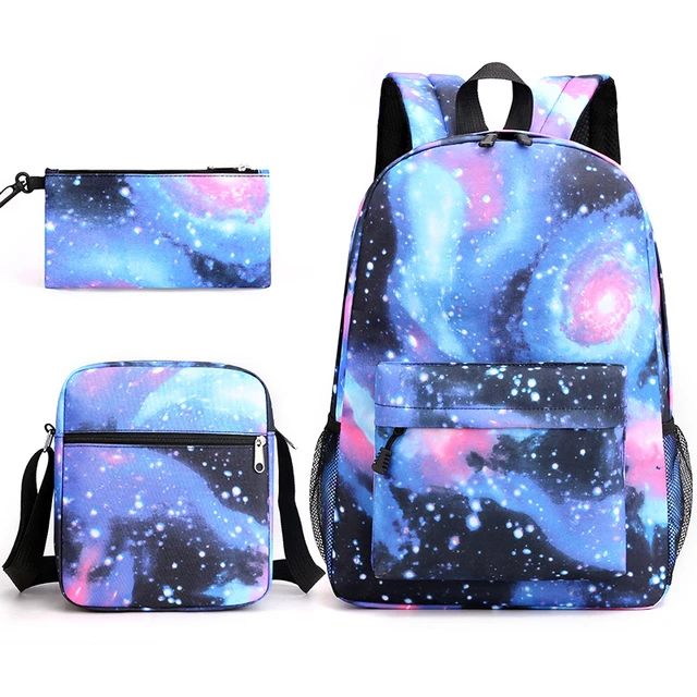 Galaxy Print 2 Pcs Student School Bag Messenger Bag Breathable Comfortable  Teen
