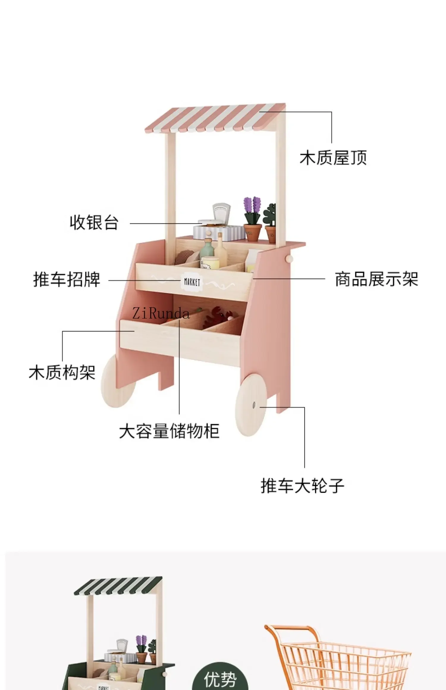 Bookshelf Playing House All Solid Wood Children's Picture Book Shelf Toy Bookshelf Painting commissary Display Shelf