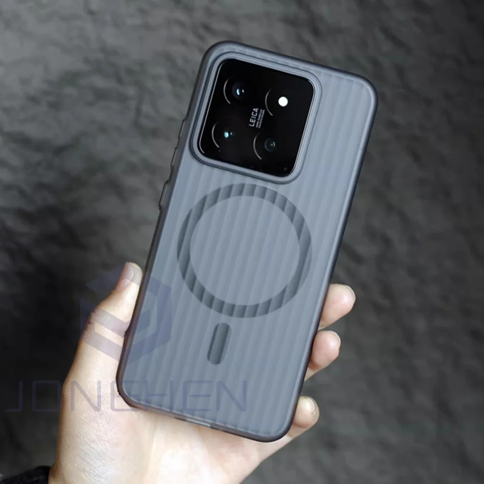 Luxury Magnetic Wireless Charging Matte Case with Corrugated Design - Clear Finish