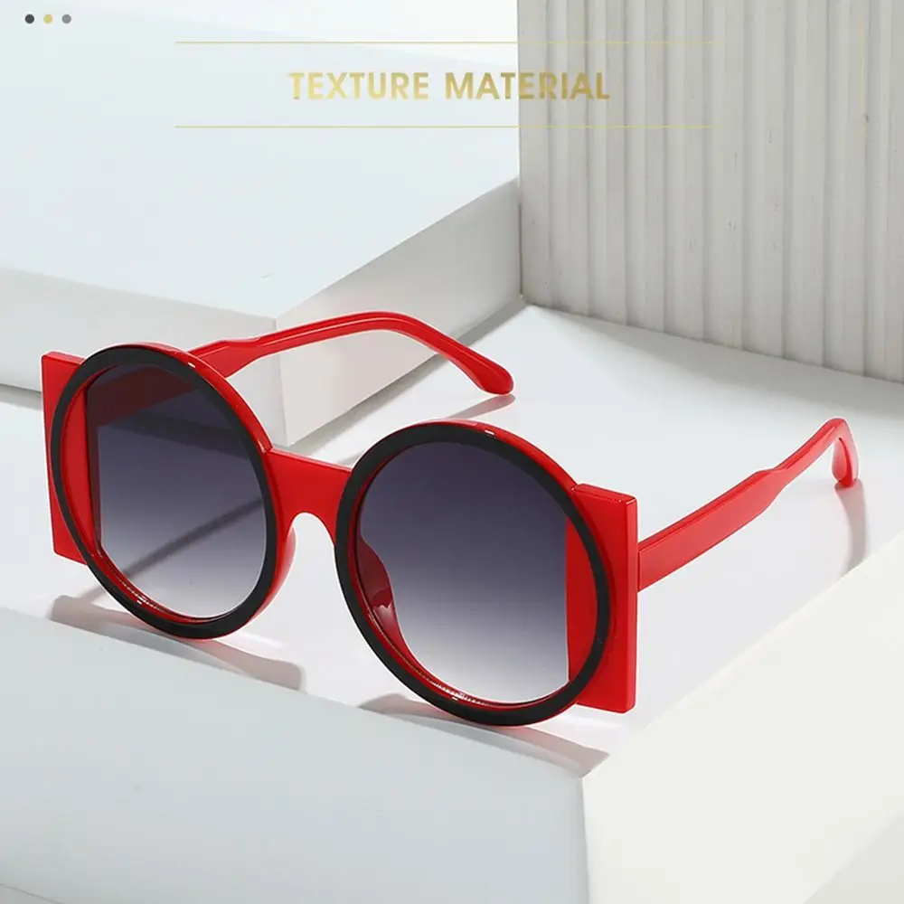 Mode übergroße runde Sonnenbrille Frauen Kontrast farbe Farben uv400 Retro einzigartige Männer Trend Gradient Radfahren Sonnenbrille – Detail 6