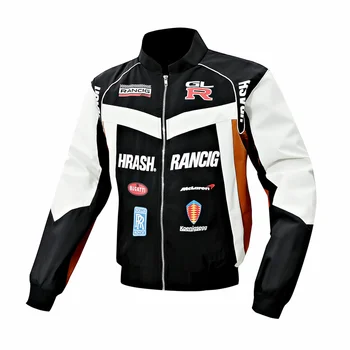 دراجة نارية موحدة سترة الرجال خمر البيسبول السائق الستر مقاوم للماء يندبروف سباق معطف الرجال ملابس خارجية فضفاضة ربيع الخريف 3