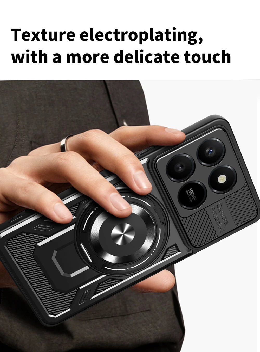 Shockproof Armor Magnetic Ring Case with Magsafe Wireless Charging Compatibility
