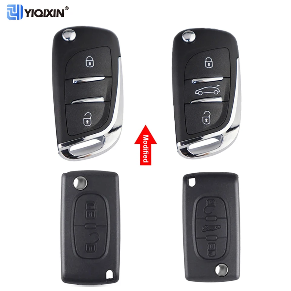 VEGO Remote Control Key Fob Housing - 2-Button Replacement Case For Peugeot