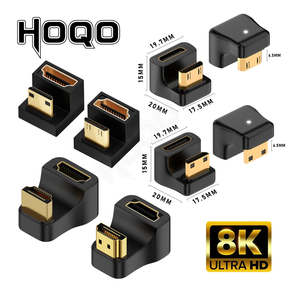 LUIRSAY 2 stuks HDMI 2.1 hoekstekker, HDMI U-vormige hoek display adapter 8K @60Hz UHD2.1, HD-MI bus 180 graden hoek voor HDTV laptop monitor projector (1 vooruit 1 achteruit LUIRSAY 2 stuks HDMI 2.1 hoekstekker, HDMI U-vormige hoek display adapter 8K @60Hz UHD2.1, HD-MI bus 180 graden hoek voor HDTV laptop monitor projector (1 vooruit 1 achteruit