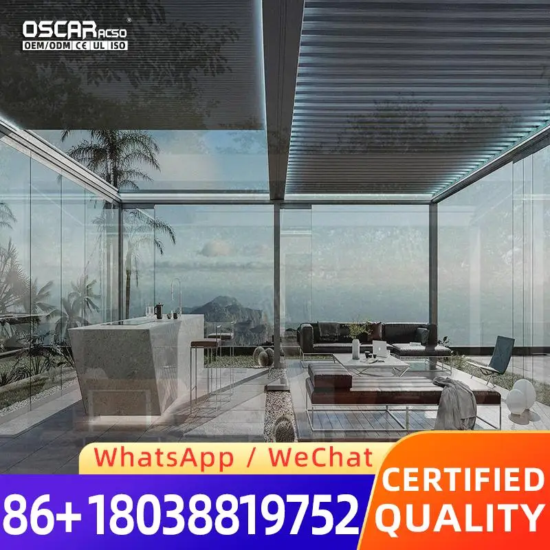 Customized Outdoor Aluminum Retractable Pergola with Zip Screen and Opening Roof for Gardens Courtyards and Backyards in US and