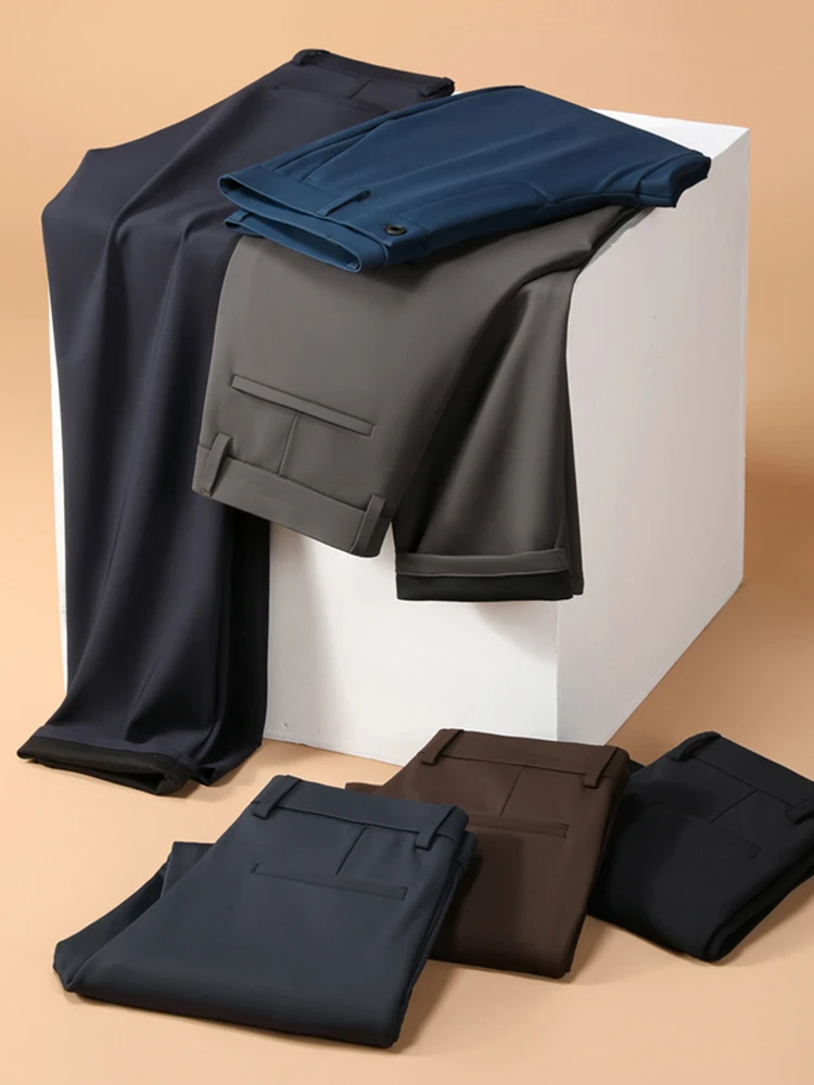Pantaloni casual da uomo nuovi autunno 2025 Business Office Pendolari Pantaloni slim fit ad alta elasticità Pantaloni eleganti antirughe da festa 2