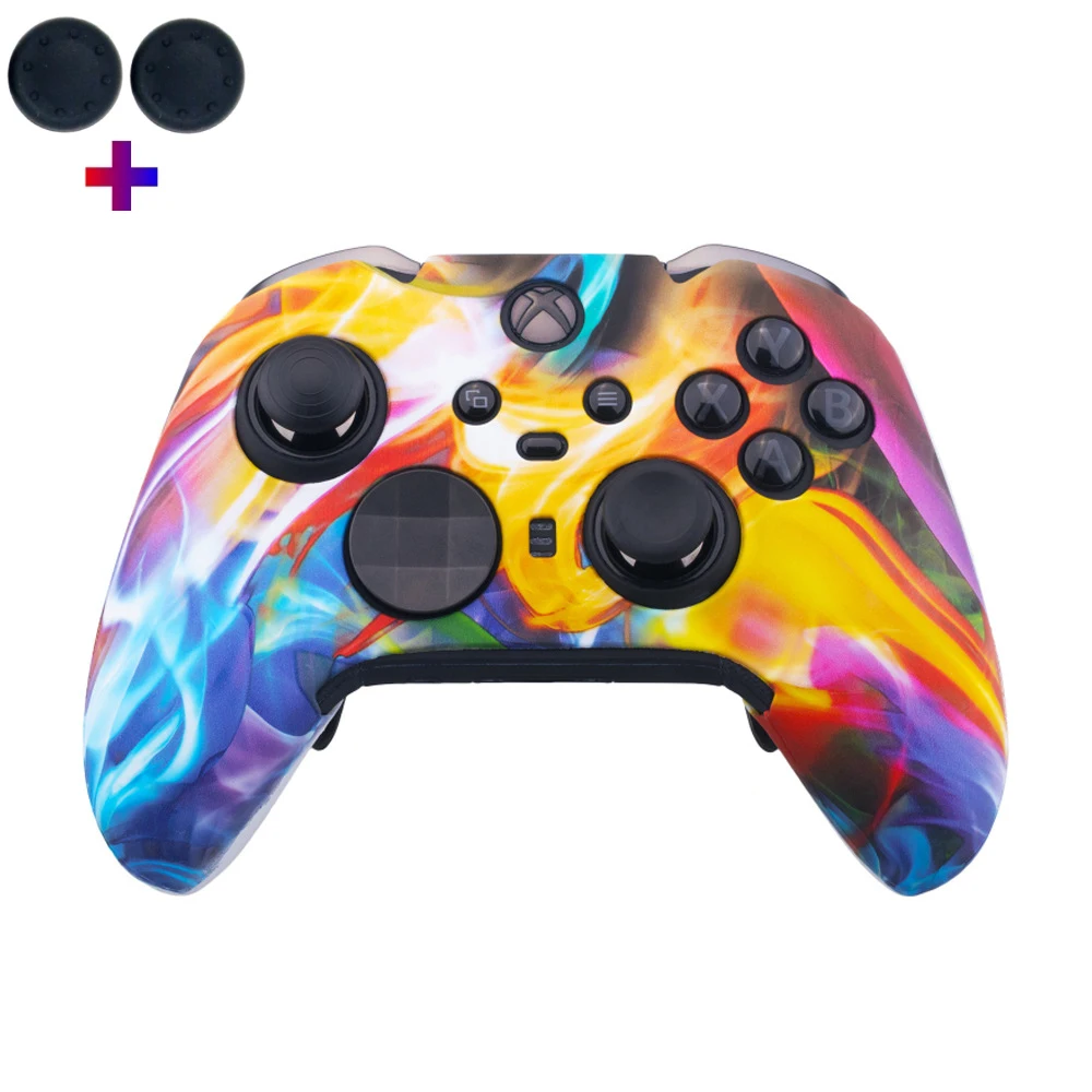 Soft Silicone Anti-Slip Protective Skin for Game Controllers with Thumb Grip Caps