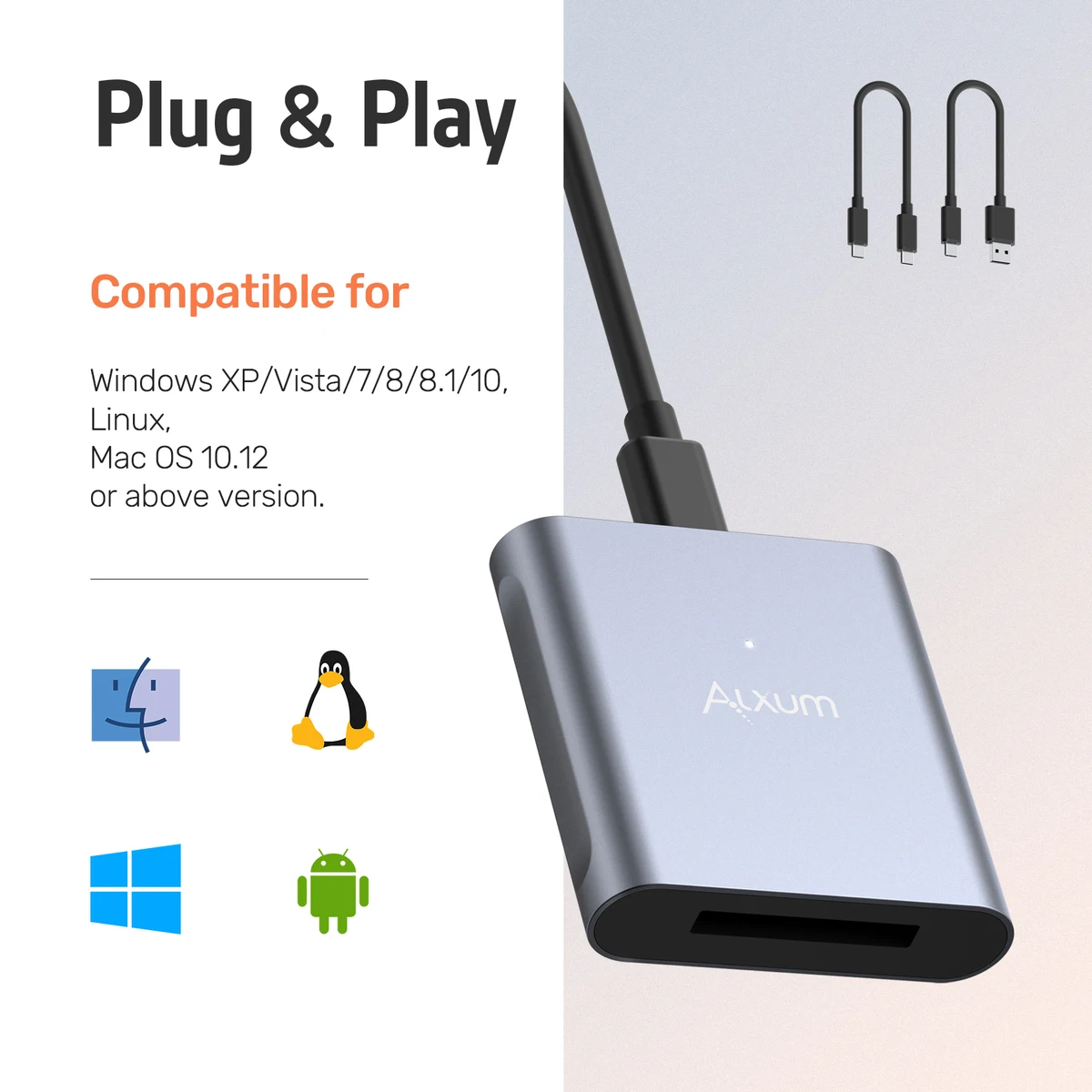 USB C Card Reader Type-c 10Gbps to CFexpress Type B Memory Card Adapter Aluminum Alloy Housing Cardreader for Windows Mac Linux — view 3