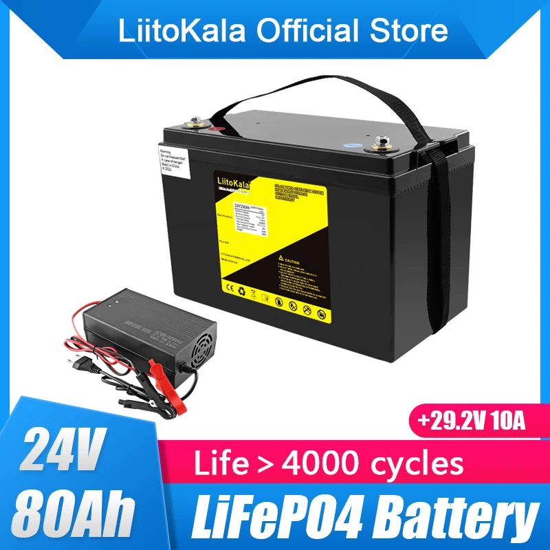 

Литиевая батарея LiitoKala, 24 В, 80 Ач, 29,2 А, BMS